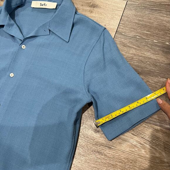 Séfr Men Blue Button Down Shirt Size Medium - Picture 4 of 6